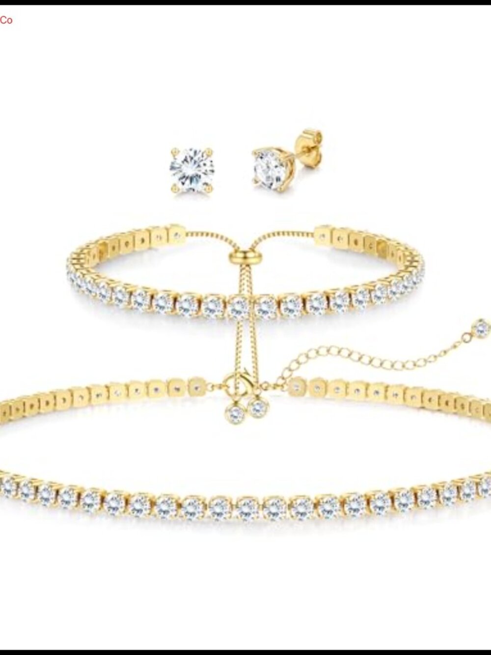 925 Sterling Silver Tennis Jewelry Set Necklace Bracelet Earrings